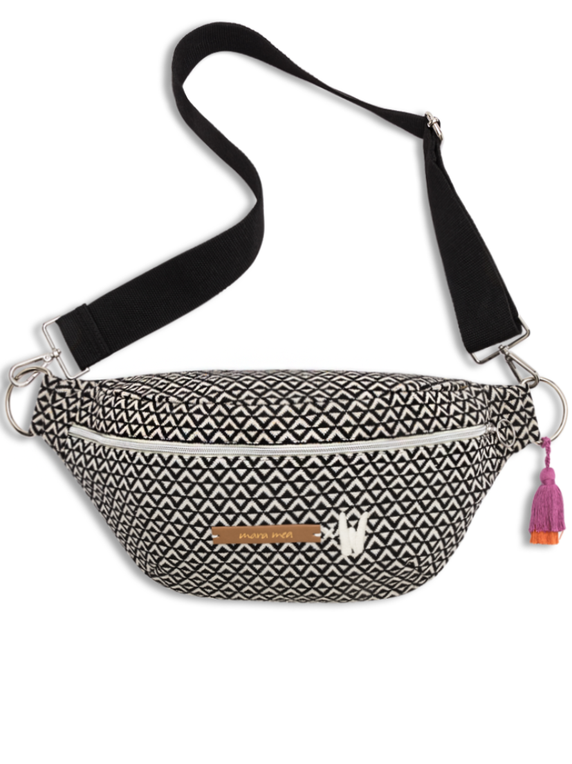 Maxi bum bag out & about in black/white patterned