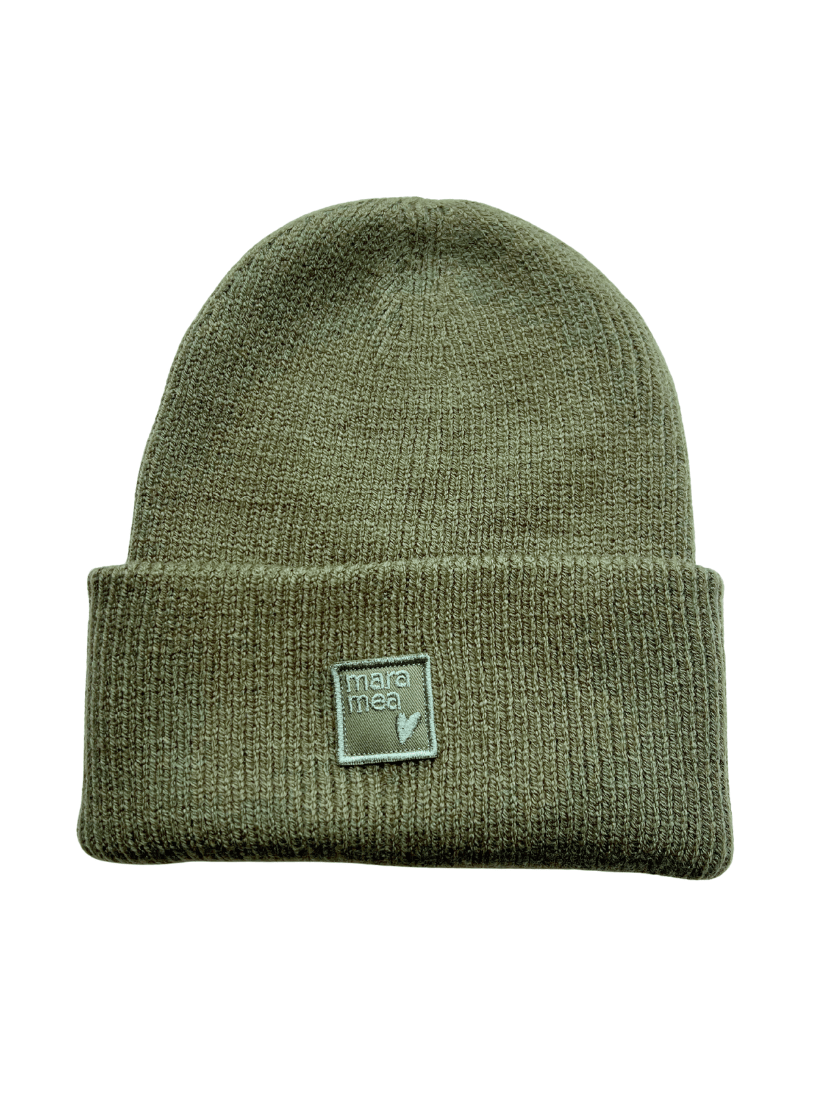 Unisex Beanie mit Logo in Olivgrün