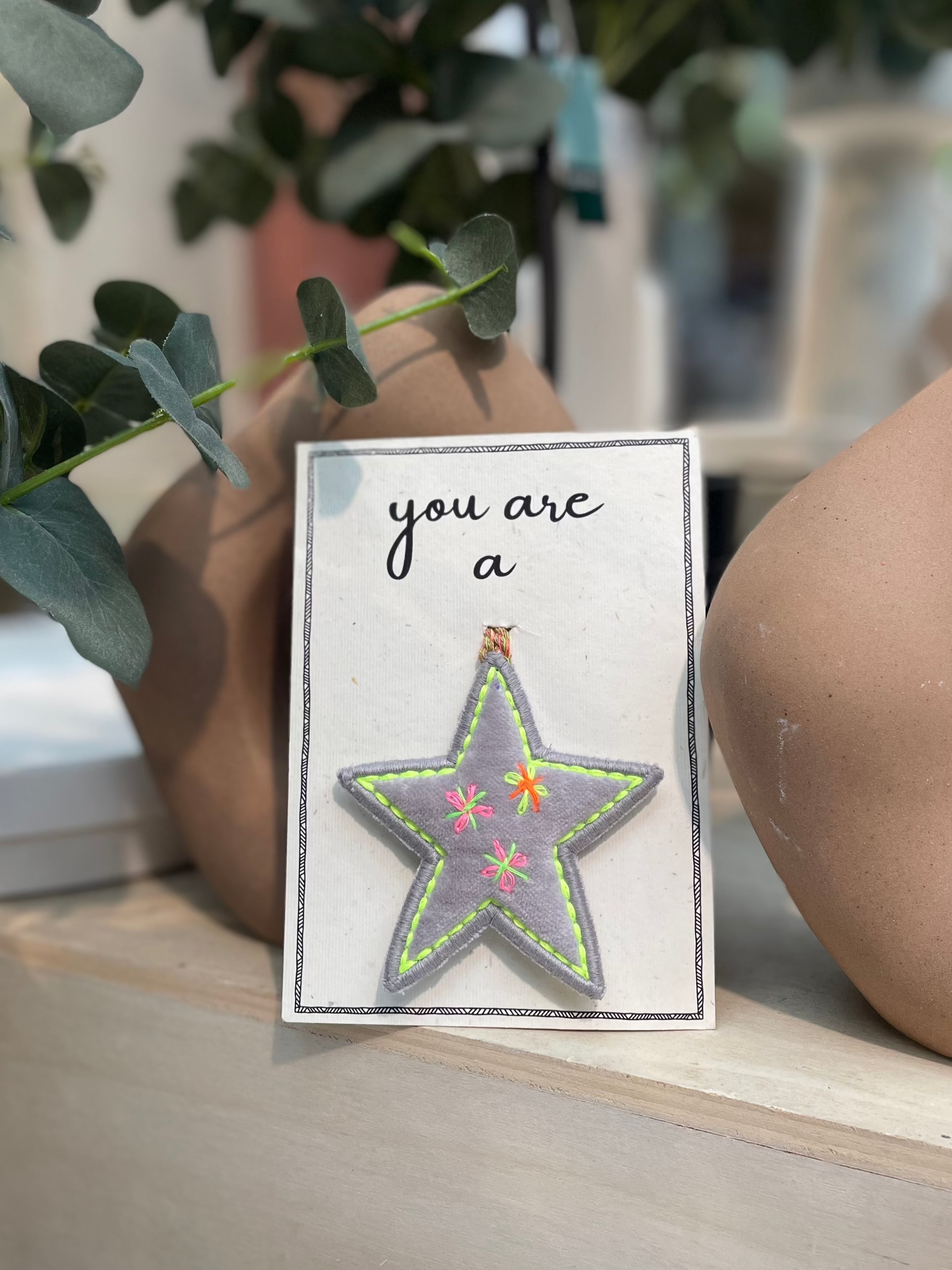 Pendant u are a star in grey + greeting card