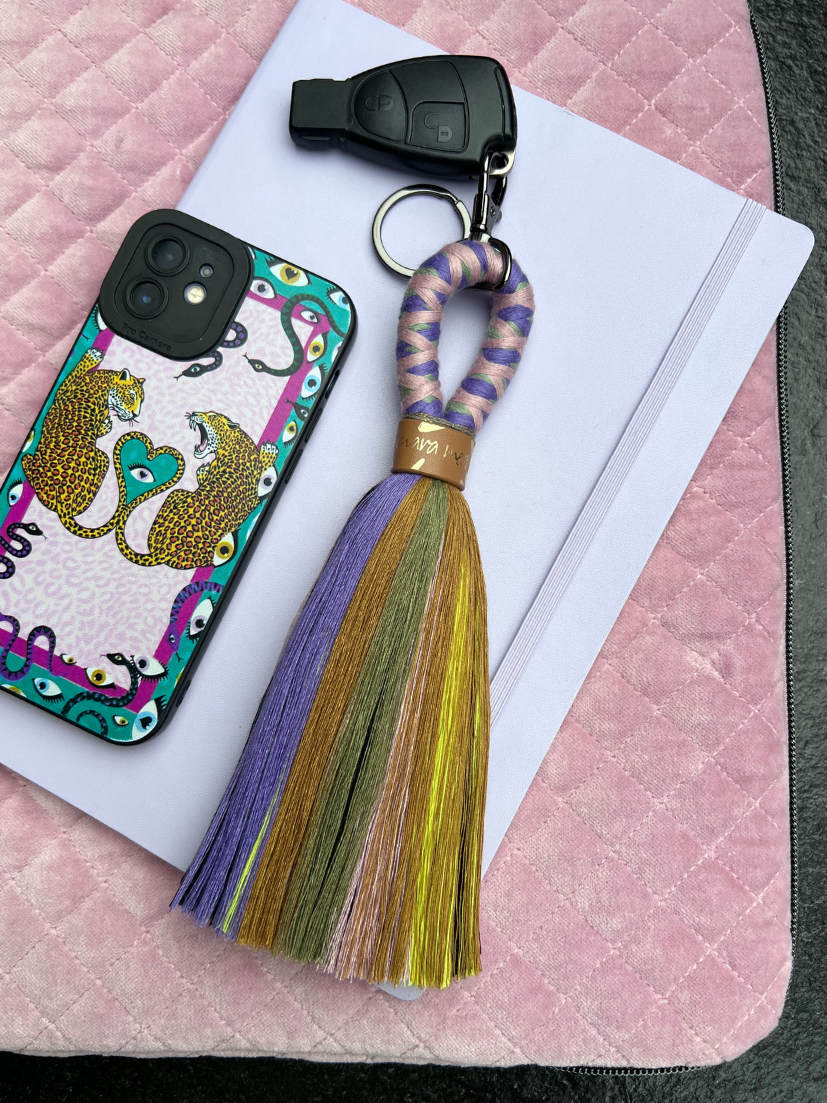 Keyring balls & baubles in purple/olive/rosé