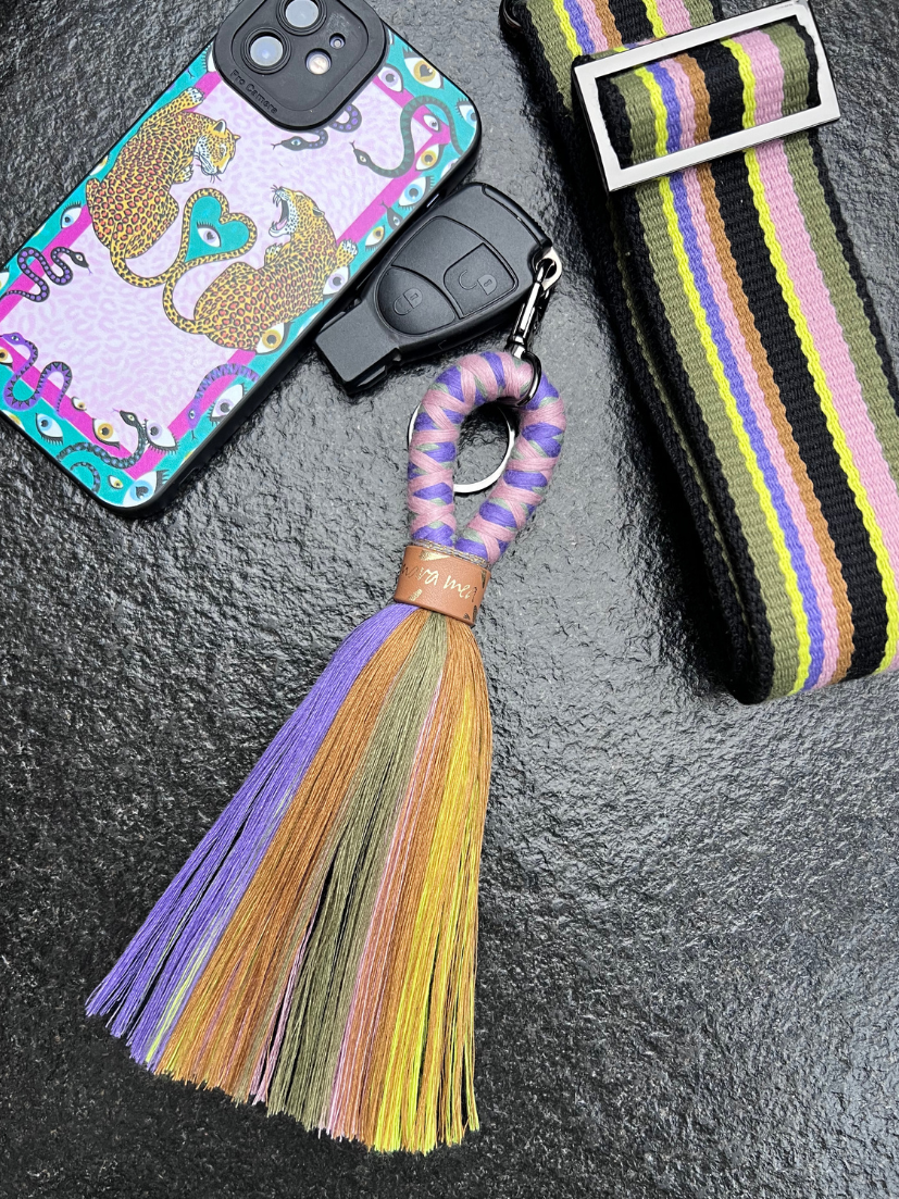 Keyring balls & baubles in purple/olive/rosé