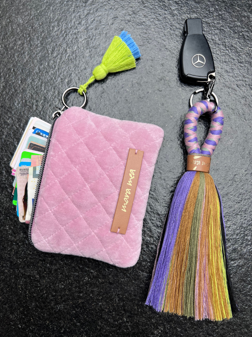 Keyring balls & baubles in purple/olive/rosé