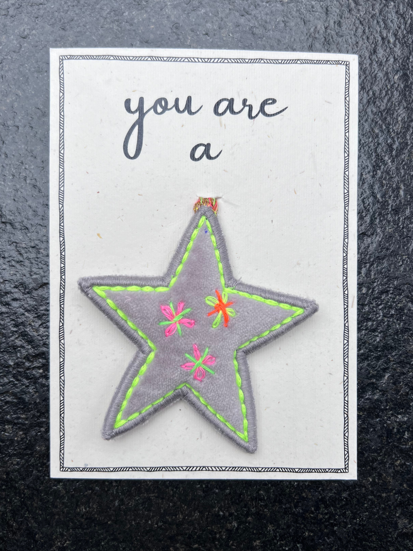 Pendant u are a star in grey + greeting card