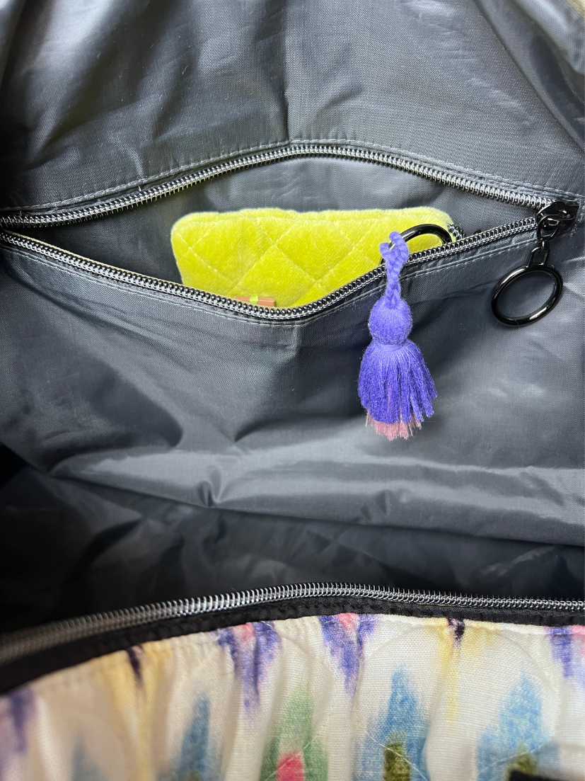 Weekender bag book a trip with pattern print in colorful