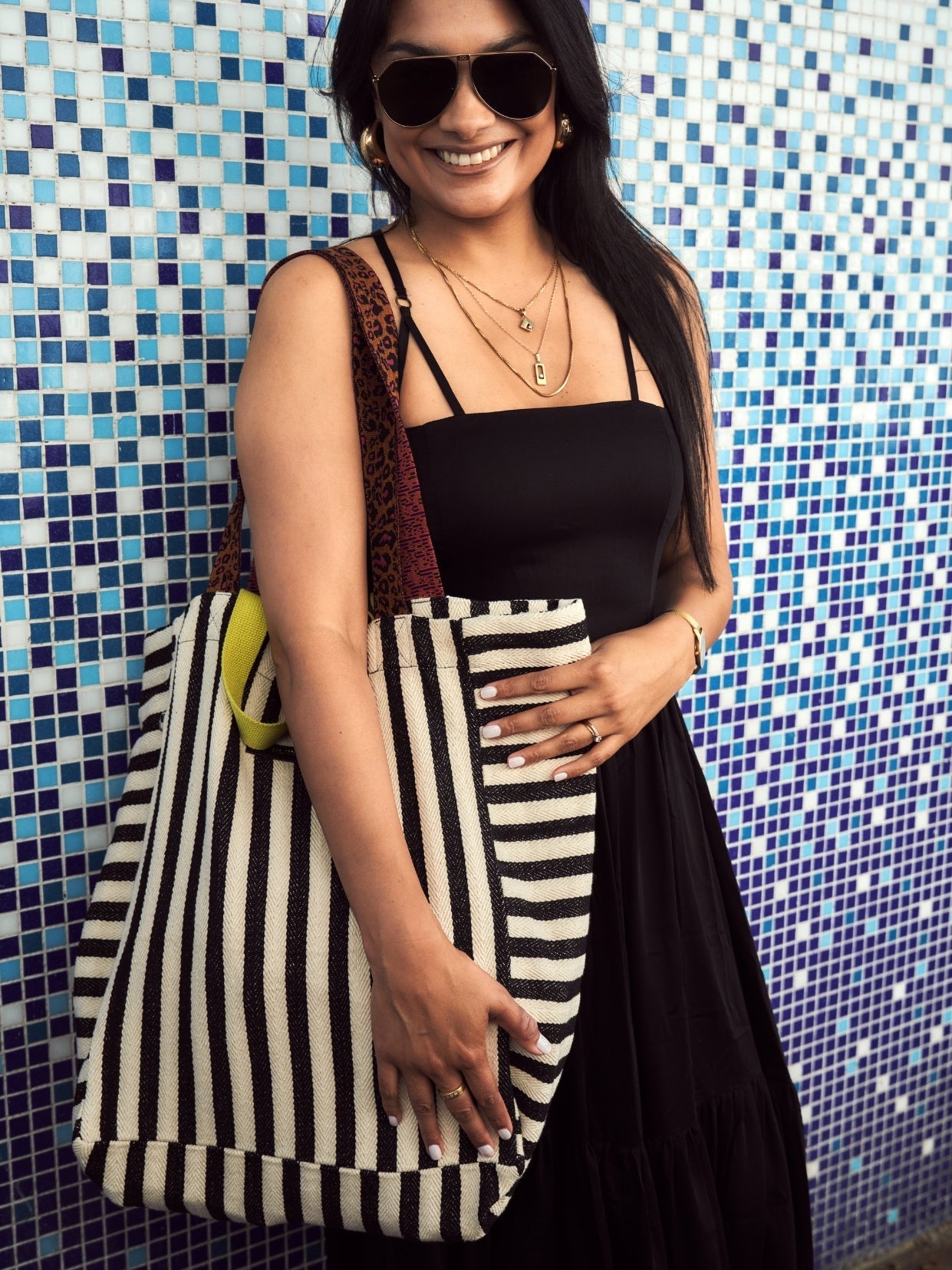 Tote Bag club life Streifen