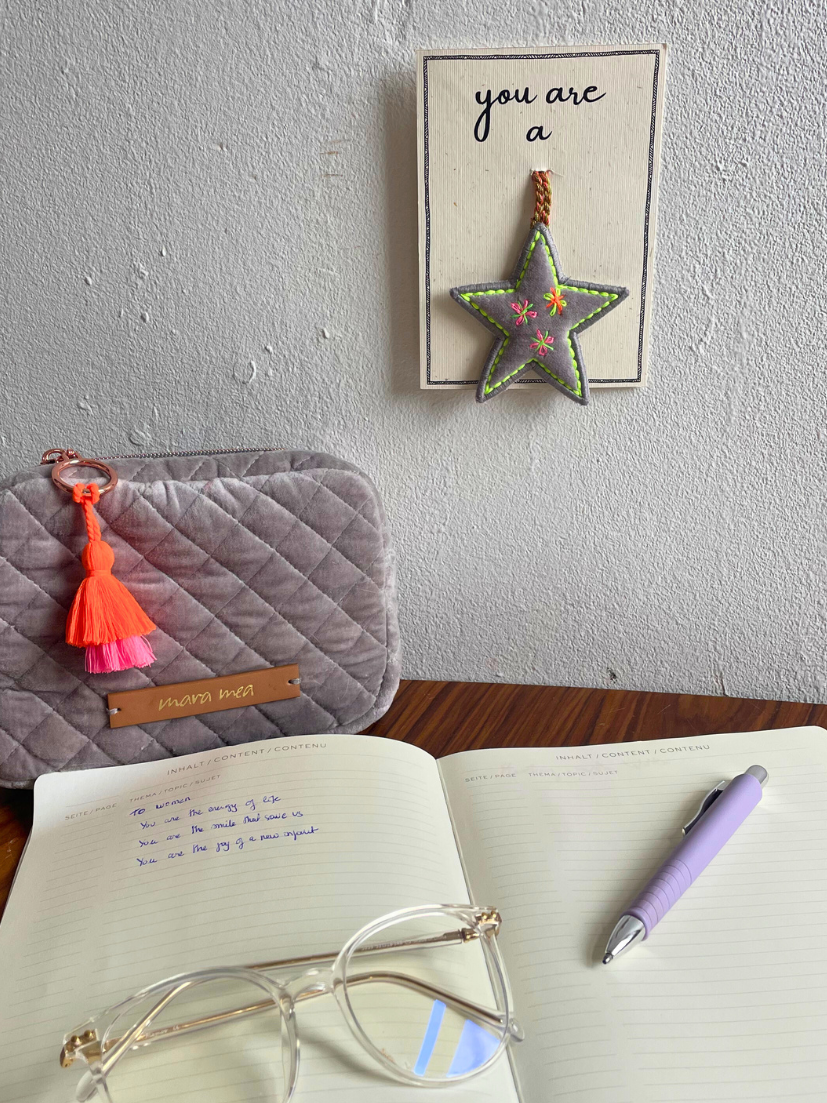 Pendant u are a star in grey + greeting card
