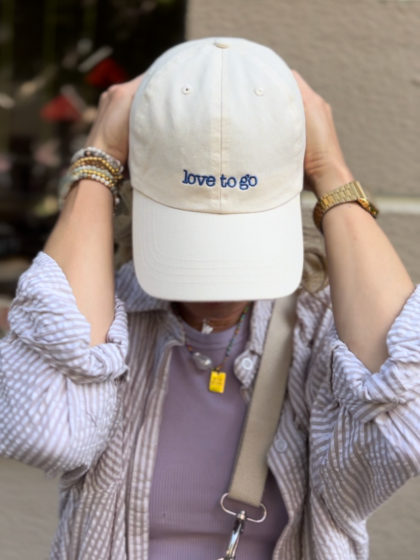 love to go cap in beige with embroidery