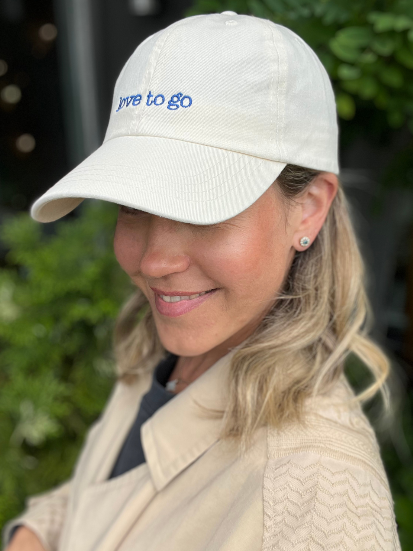 love to go cap in beige with embroidery