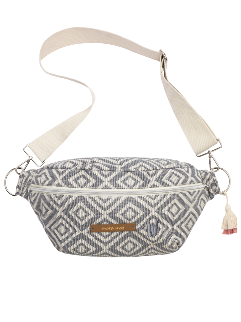 Maxi Bauchtasche travlarette Blau-Grau/Weiß