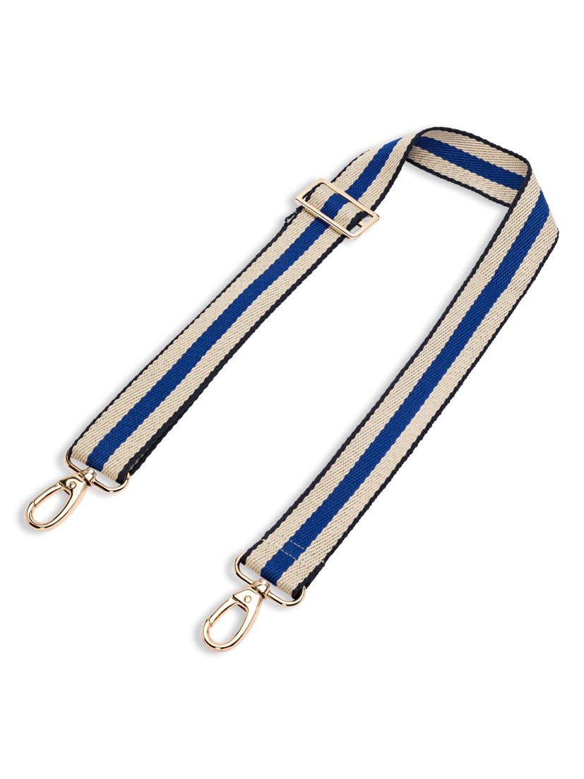 Extra bag strap with love in blue/cream with GOLD