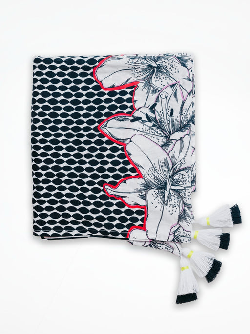 Schal blooming garden Schwarz/Weiß