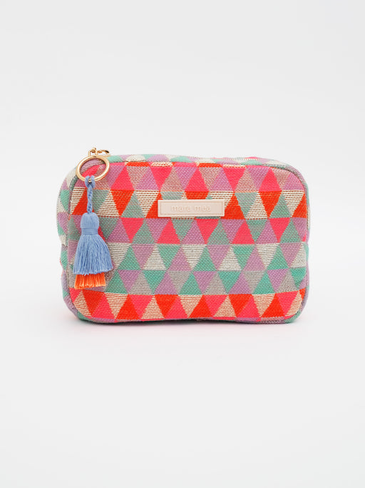 Bunte mara mea Boho Kosmetiktasche mit handgemachter Quaste für den Sommerurlaub am Meer