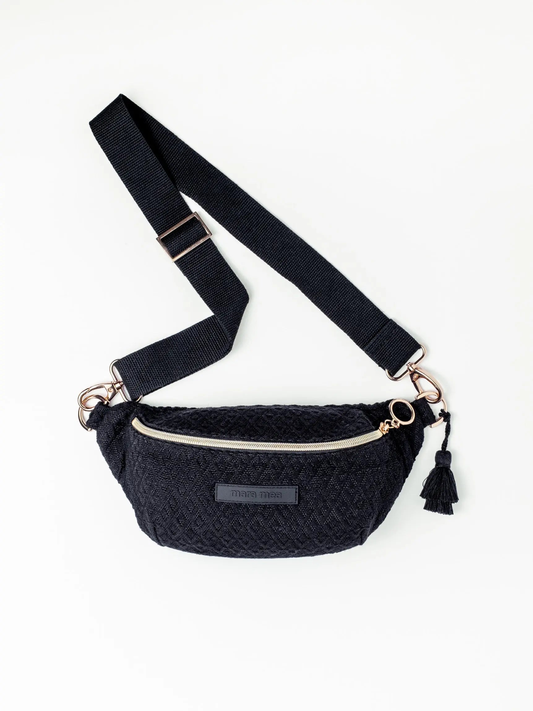 Schwarze mara mea Bestseller Bauchtasche in der Mini Size mit goldener Hardware