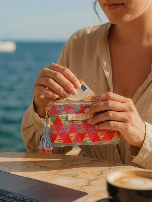 Porte-monnaie mini money à motifs colorés