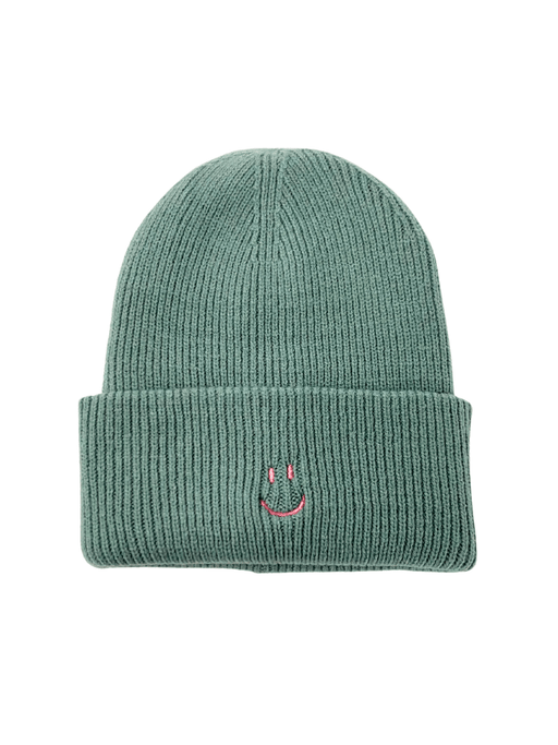 Unisex Beanie Smiley Salbei/Rosa