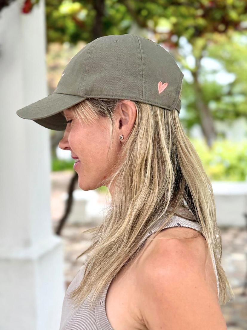 love to go cap in olive with embroidery