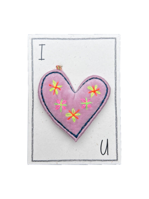 Love u pendant in rose + greeting card