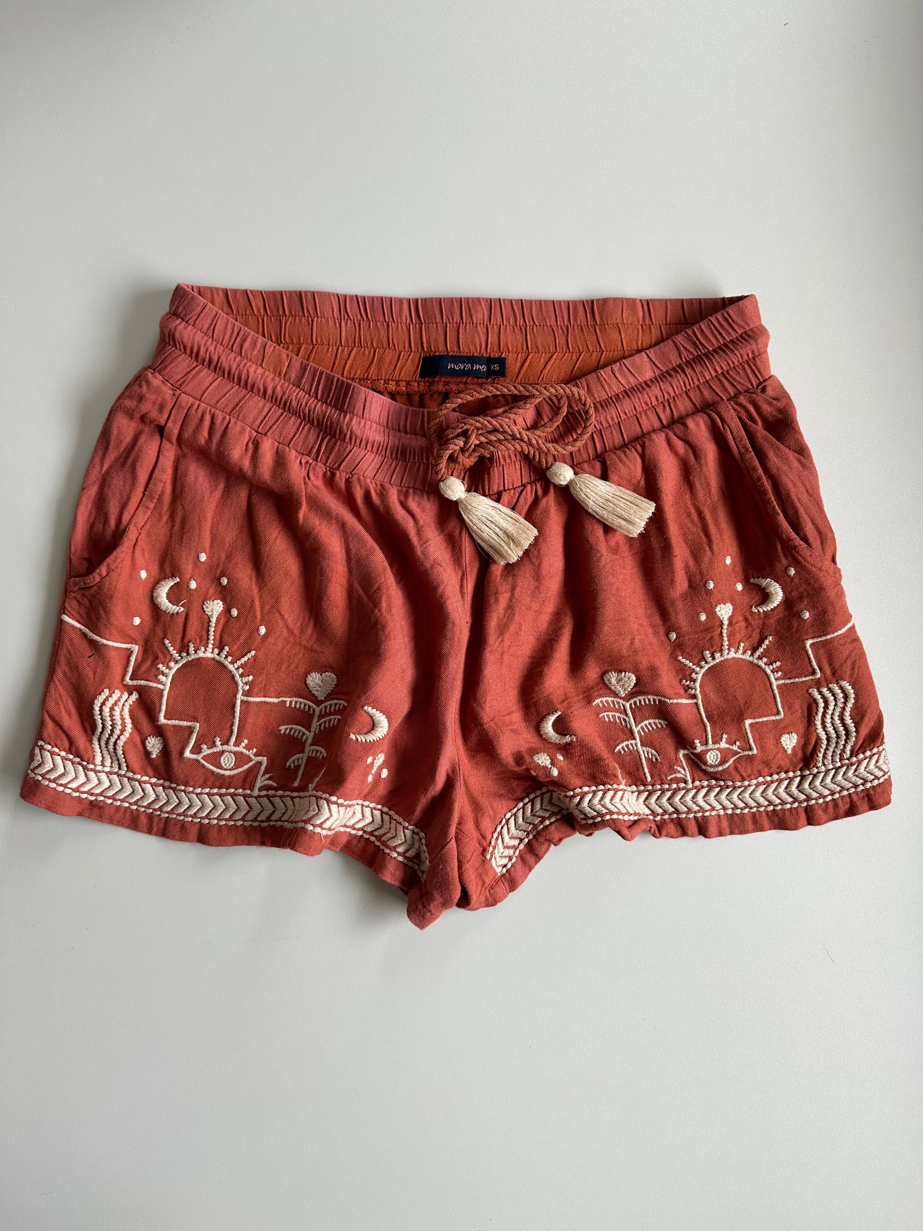 SAMPLE SALE I Maternity shorts stay grounded in rust brown I No exchange