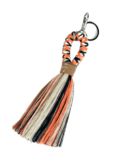 Keyring colour clash in black/white/peach 