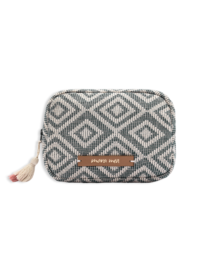 Kosmetiktasche I Kabeltasche mini spa Blau-Grau/Weiß