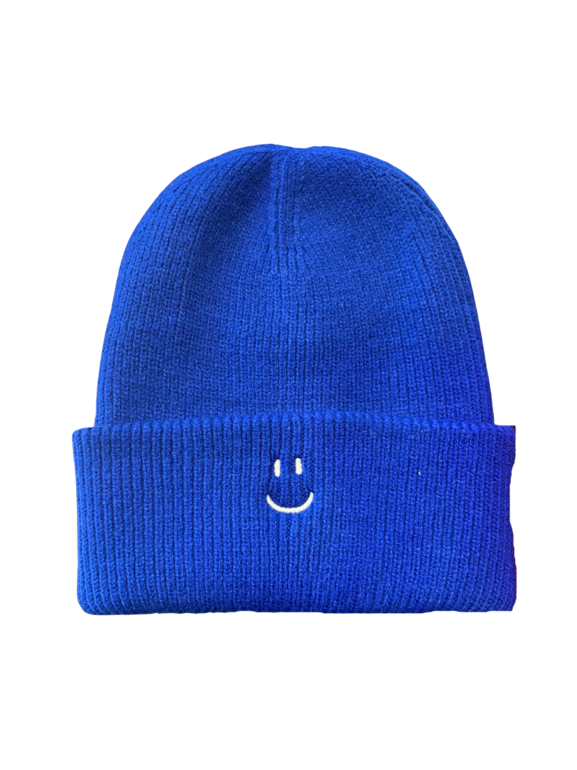 Unisex Beanie Smiley Royalblau