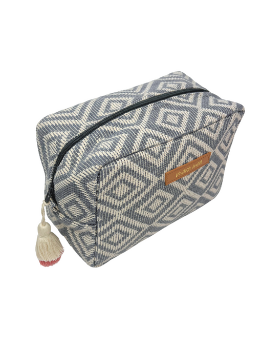 mara mea x Wolke Hegenbarth toiletry bag dare to dream in blue-grey/white patterned