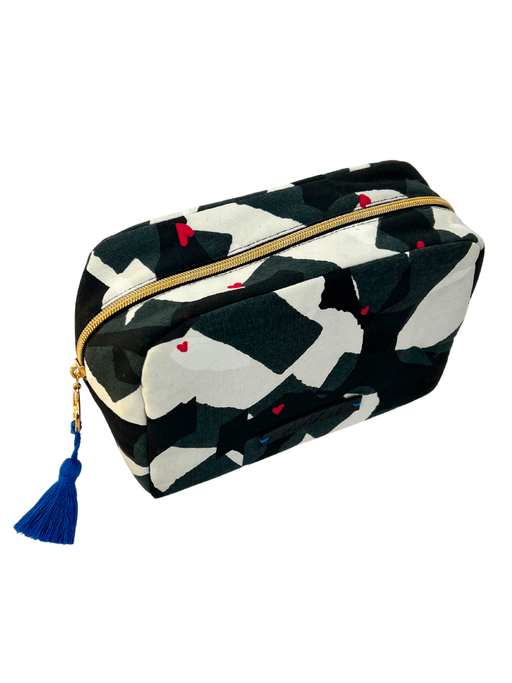 Toiletry bag voyage voyage with pattern print in black/white
