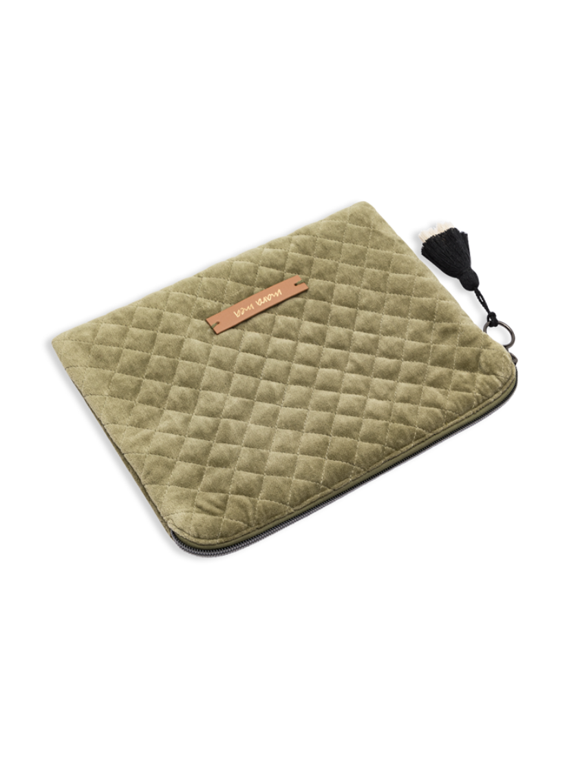 Tablet bag / clutch full of love in olive green