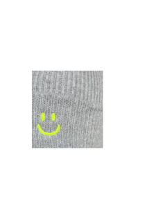 mara mea x Wolke Hegenbarth Beanie in Grau mit Lime Smiley Stickerei I PRE-ORDER