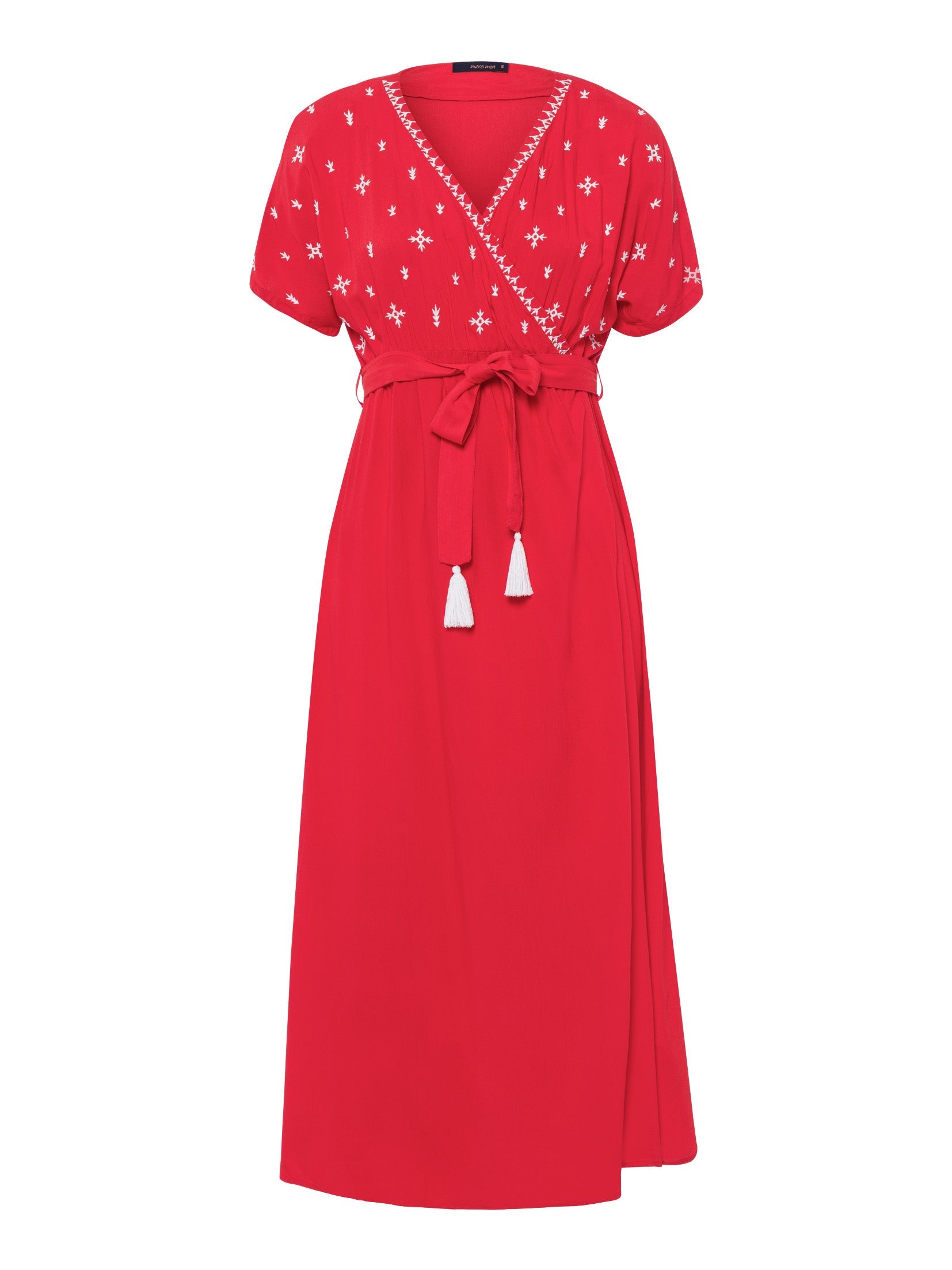 Das Umstands- und Stillkleid island girl von mara mea in rot ist während und nach der Schwangerschaft tragbar 