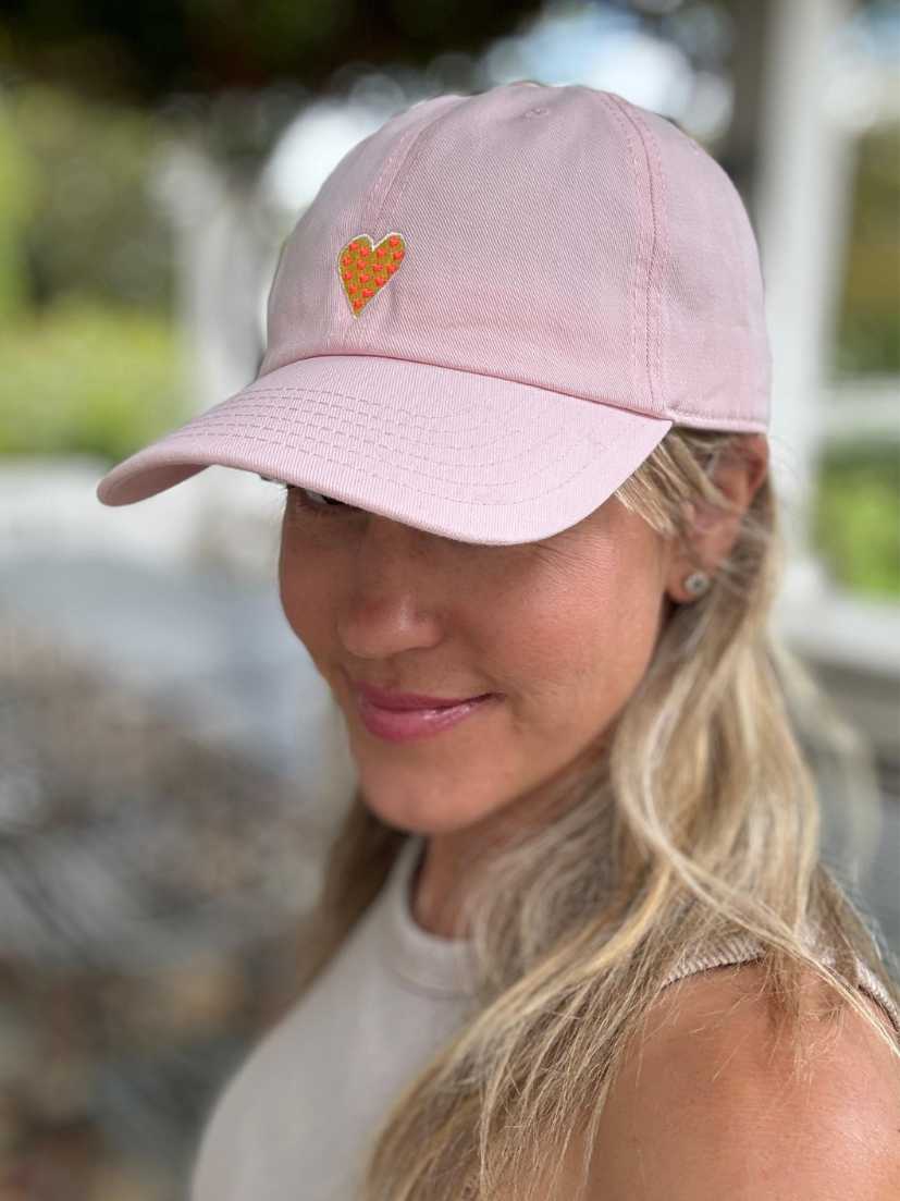 Herz Cap in Rosa mit Stickerei