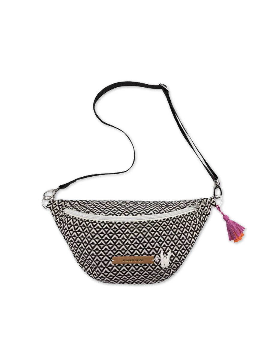 Midi Bauchtasche catching up Schwarz/Weiß