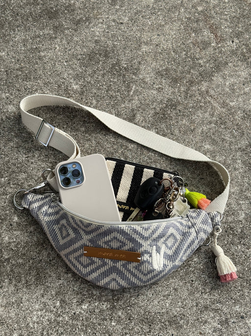 Mini Bauchtasche mini me Blau-Grau/Weiß