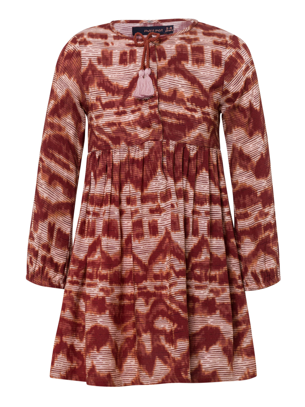 Kinderkleid cherry pie in rostbraunem Print