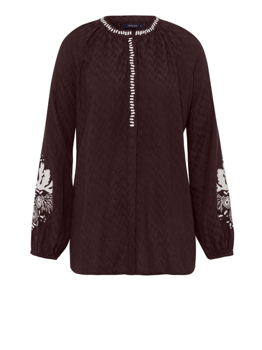 Die braune Umstandsbluse coconut shake von mara mea ist stillfreundlich