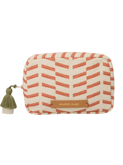 SAMPLE SALE I Kosmetiktasche apricot dream mit Muster in Orange/Weiß I  Vom Umtausch ausgeschlossen