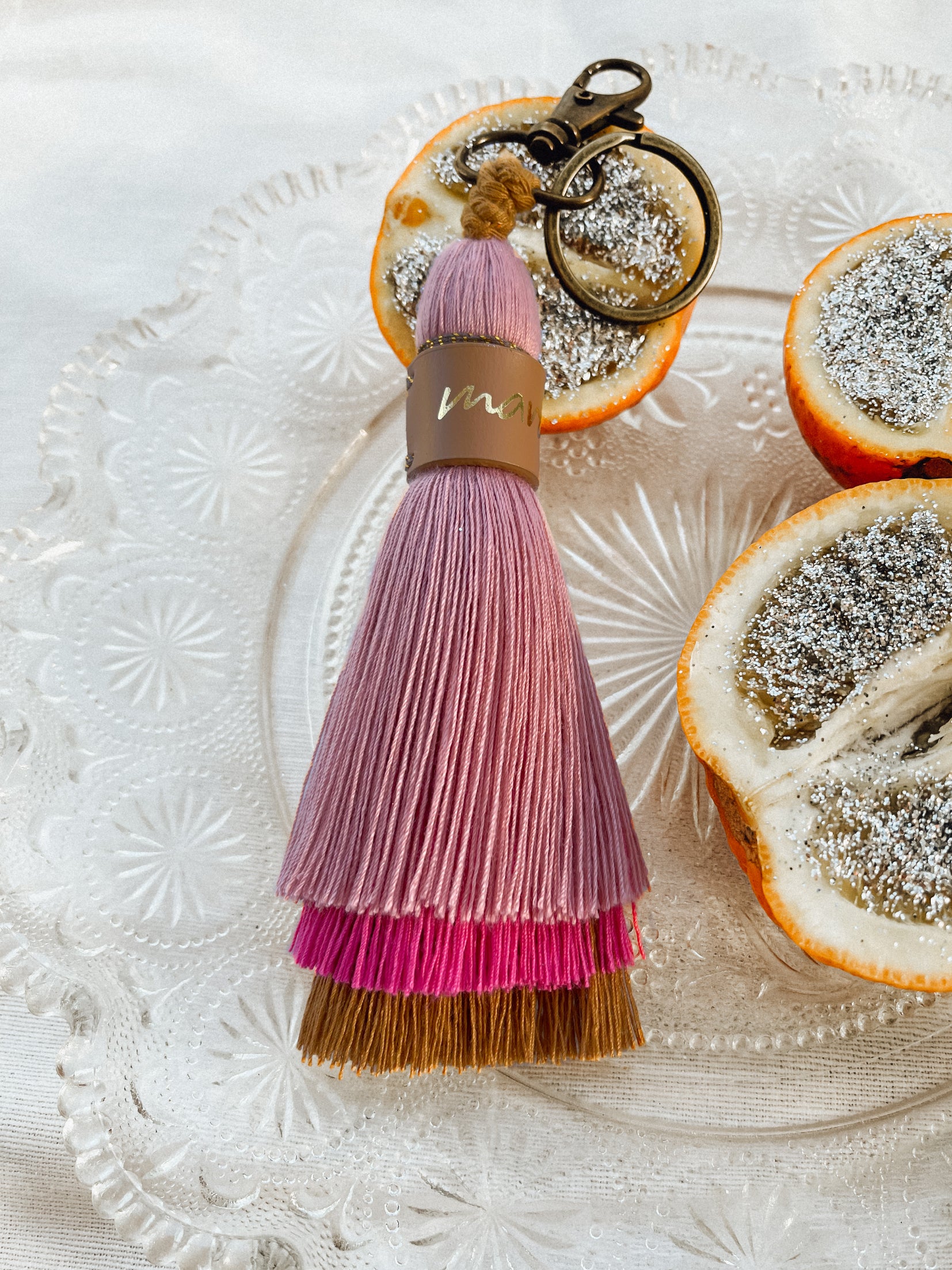 Keyring bird wings in blush/pink/ochre